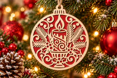 Candle Christmas Ornament SVG, Laser Cut Glowforge File Product Image 1