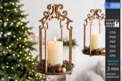 Wooden Hanging Candle Holder Laser Cut | Christmas Lantern Product Image 1