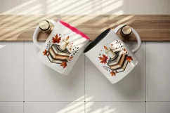 candle on top of stack of books with glowing autumn leaves around print 20oz tumbler skinny mug wrap clipart t-shirt sublimation printable design