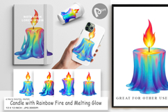 Digital Paper Rainbow Fire Candle Product Image 1