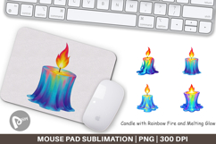 Mouse Pad Rainbow Fire Candle Product Image 1