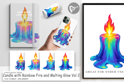 Digital Paper Rainbow Fire Candle Product Image 1