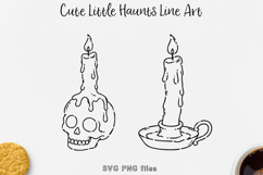 Skull Candle and Taper Candle SVG, Gothic Halloween Line Art Product Image 1