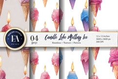 Candles Shaped Like Melting Ice Watercolor Digital Paper Product Image 1