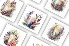 Candles and Flowers | Watercolour Clipart JPG Product Image 2