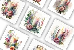 Candles and Flowers | Watercolour Clipart JPG Product Image 3