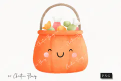 Cute Halloween Candy Bucket Clipart | Halloween PNG Product Image 1