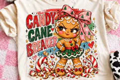 Candy Cane Breaker Funny Gingerbread Girl Christmas PNG Product Image 1