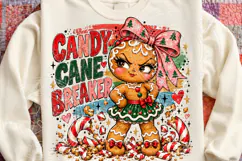 Candy Cane Breaker Funny Gingerbread Girl Christmas PNG Product Image 4