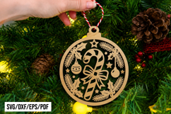 Candy Cane Christmas Ornament Laser Cut SVG Product Image 1
