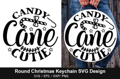 Candy Cane Cutie SVG - Round Christmas Keychain Design Product Image 1