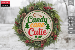 Candy Cane Cutie SVG | Christmas Round Sign SVG | Xmas SVG Product Image 1