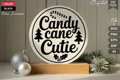 Candy Cane Cutie SVG | Christmas Round Sign SVG | Xmas SVG Product Image 3
