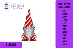 Candy Cane Gnome Machine Embroidery Design, Candycane Hat Product Image 1