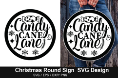 Christmas Round Sign SVG Design - Candy Cane Wishes and Product Image 4
