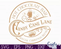 Christmas Round Sign Svg, Candy Cane Lane Door Hanger Product Image 2