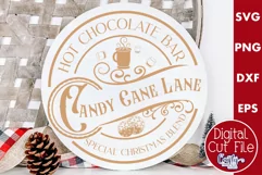 Christmas Round Sign Svg, Candy Cane Lane Door Hanger Product Image 1