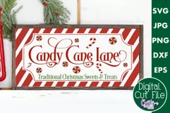 Candy Cane Lane Christmas Farmhouse Sign Svg Product Image 1