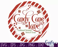 Candy Cane Lane Christmas Round Sign Svg Product Image 2