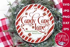 Candy Cane Lane Christmas Round Sign Svg Product Image 1
