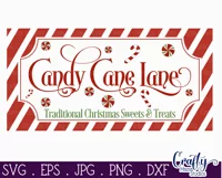 Candy Cane Lane Christmas Farmhouse Sign Svg Product Image 2