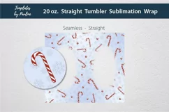Candy Cane Seamless  Sublimation Photo Tumbler Wrap for 20 oz straight skinny tumbler