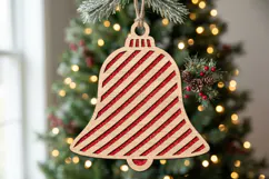 Candy Cane Striped Christmas Bell Ornament SVG Product Image 1