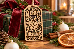 Candy Cane Tag SVG, Merry Christmas Laser Cut Gift Tag Product Image 1