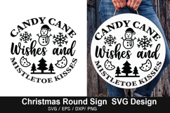 Christmas Round Sign SVG Design - Candy Cane Wishes and Product Image 5