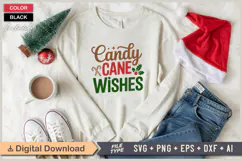 Candy Cane Wishes SVG | Christmas SVG | Holiday SVG | Xmas Product Image 1