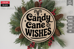 Candy Cane Wishes SVG | Christmas Round Sign SVG | Xmas SVG Product Image 3