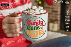 Candy Cane Wishes SVG | Christmas Round Sign SVG | Xmas SVG Product Image 5