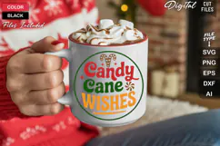 Candy Cane Wishes SVG | Christmas Round Sign SVG | Xmas SVG Product Image 5