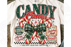 Candy Canes Christmas Vintage Peppermint Bow Holiday PNG Product Image 1