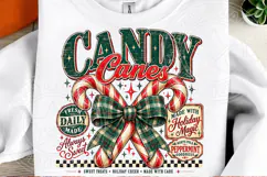 Candy Canes Christmas Vintage Peppermint Bow Holiday PNG Product Image 2