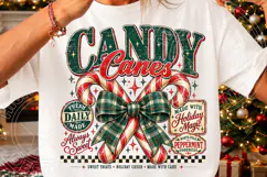 Candy Canes Christmas Vintage Peppermint Bow Holiday PNG Product Image 3