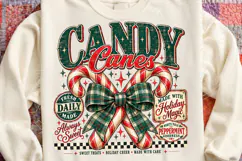 Candy Canes Christmas Vintage Peppermint Bow Holiday PNG Product Image 4