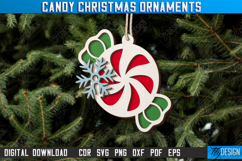 Christmas Candy Ornament Laser Cut, Christmas Tree Decor SVG Product Image 1