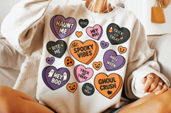 Candy Hearts Halloween PNG, Retro Halloween PNG, Spooky PNG Product Image 1