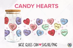 Valentines Day Glass Can svg, Candy Hearts svg Product Image 1