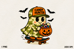 Candy Hunter Ghost Cute Halloween Camouflage Ghost PNG Product Image 1