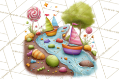 Candy Kingdom Clipart, Candy Castle PNG, Sweet Fantasy Product Image 4
