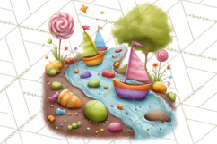 Candy Kingdom Clipart, Candy Castle PNG, Sweet Fantasy Product Image 4