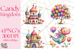 Candy Kingdom Clipart, Candy Castle PNG, Sweet Fantasy Product Image 1