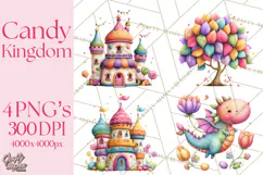 Candy Kingdom Clipart, Candy Castle PNG, Sweet Fantasy Product Image 1