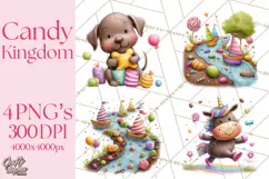 Candy Kingdom Clipart, Candy Castle PNG, Sweet Fantasy Product Image 1