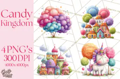 Candy Kingdom Clipart, Candy Castle PNG, Sweet Fantasy Product Image 1