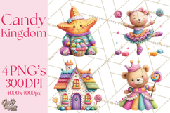 Candy Kingdom Clipart, Candy Castle PNG, Sweet Fantasy Product Image 1