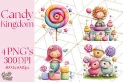 Candy Kingdom Clipart, Candy Castle PNG, Sweet Fantasy Product Image 1
