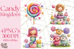 Candy Kingdom Clipart, Candy Castle PNG, Sweet Fantasy Product Image 1